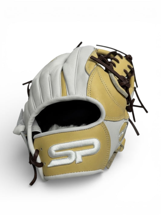 Blonde/White Kip Leather T-Web Handcrafted Glove - 13.5”