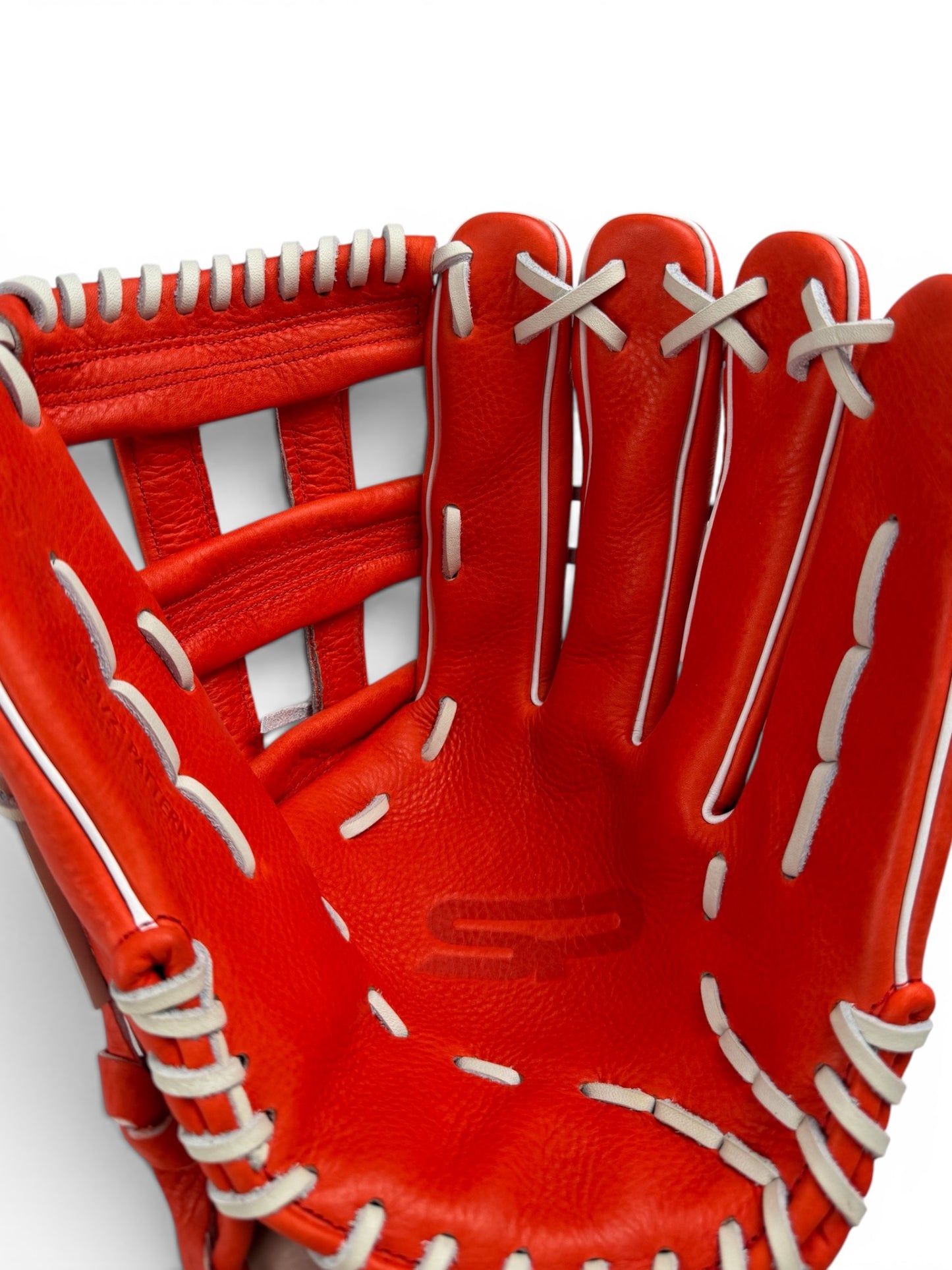 Red/White Cowhide Leather Laced H-Web Handcrafted Glove - 13.5"