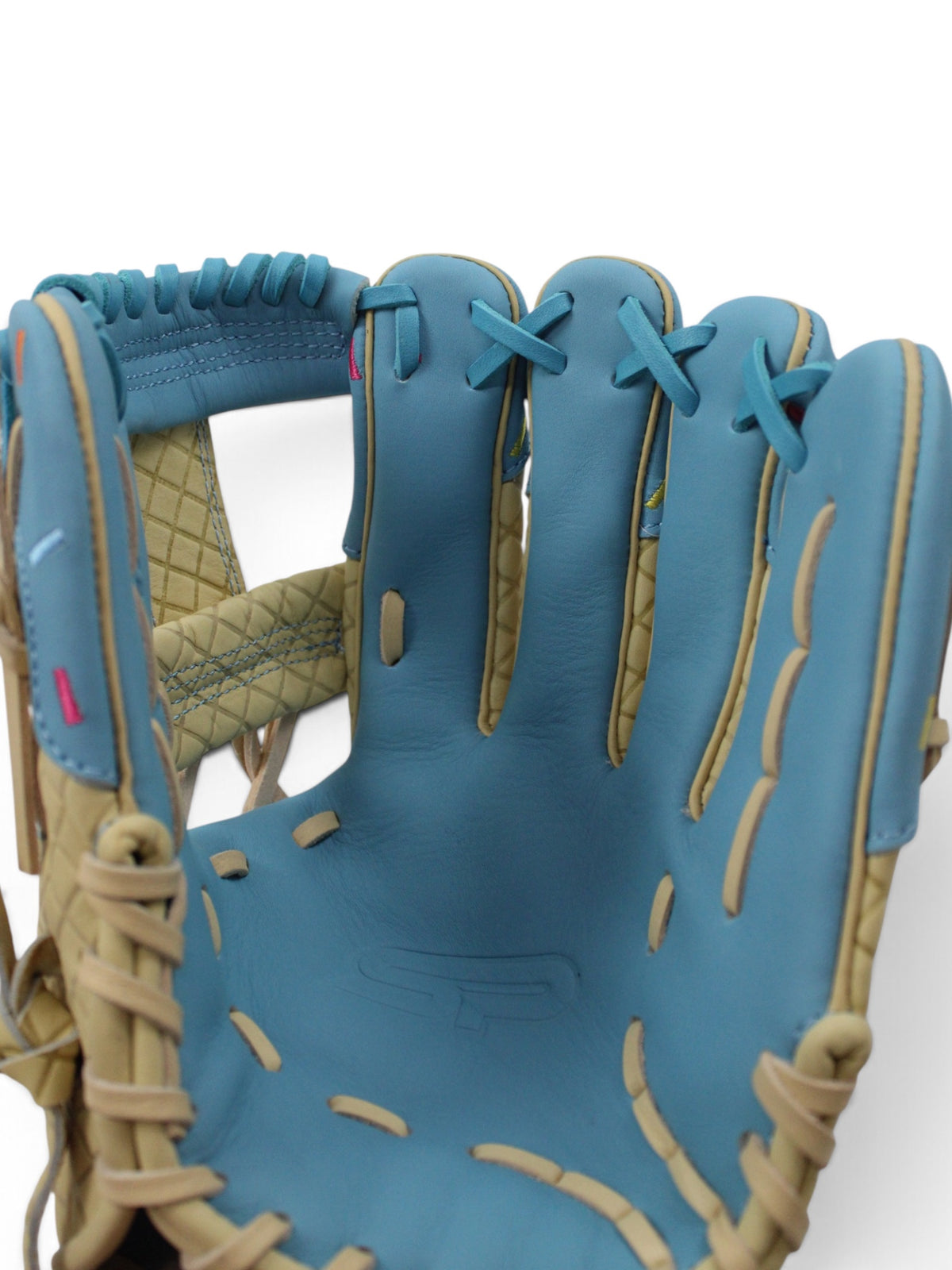Blonde/Light Blue Ice Cream American Kip Leather I-Web Handcrafted Glove - 12.5”