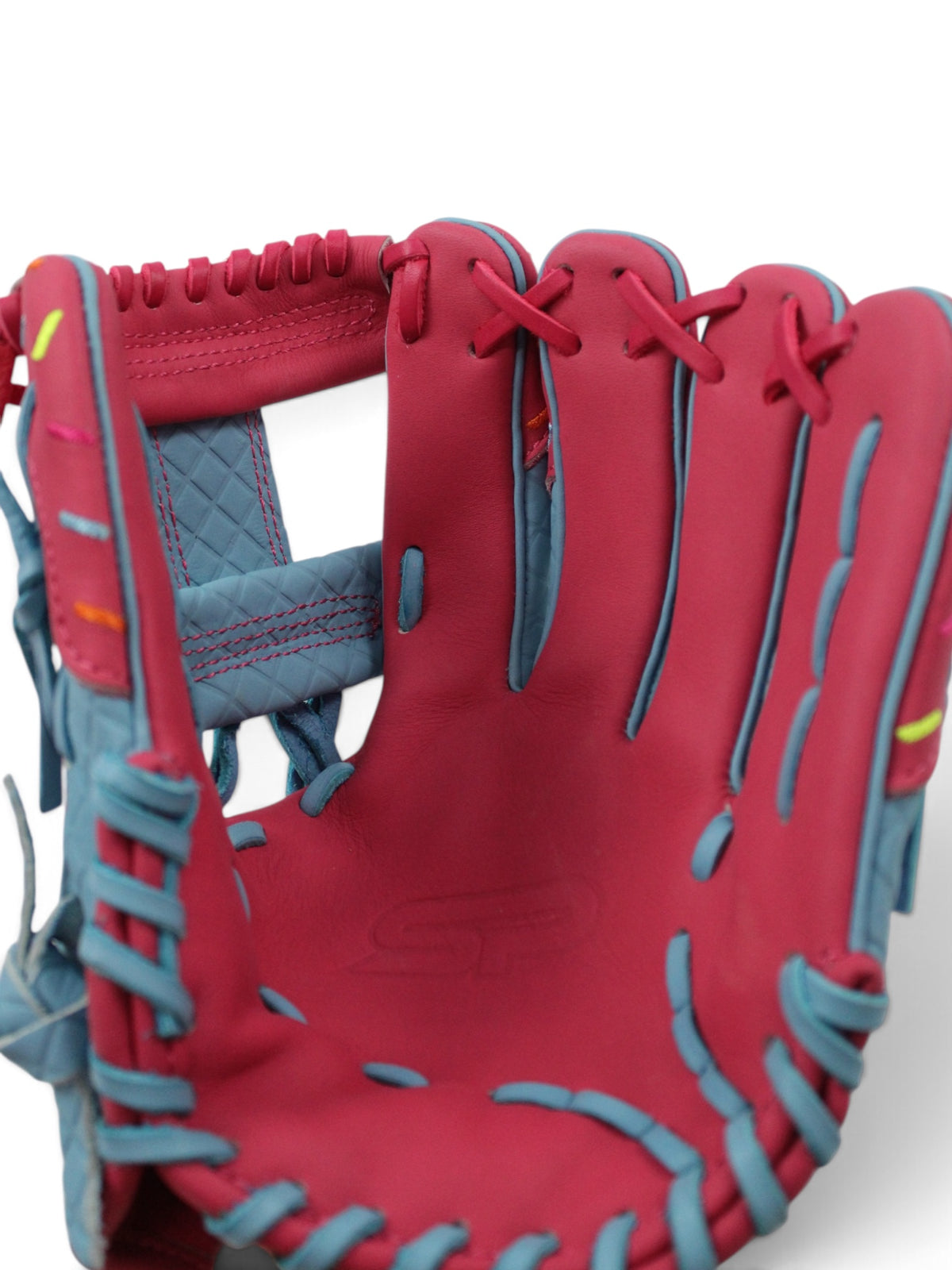 Light Blue/Pink Ice Cream American Kip Leather I-Web Handcrafted Glove - 12”