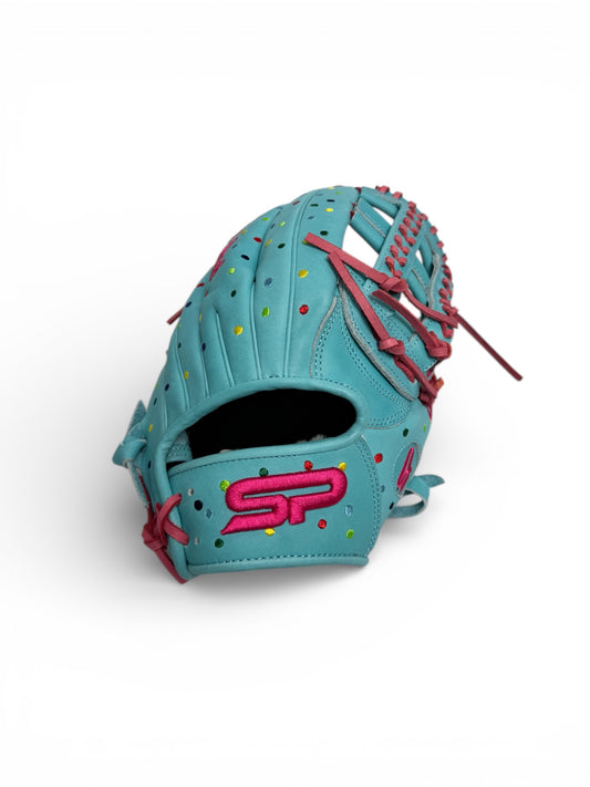 Polka Dot Japanese Kip Leather Laced H - Web Handcrafted Glove - 13"