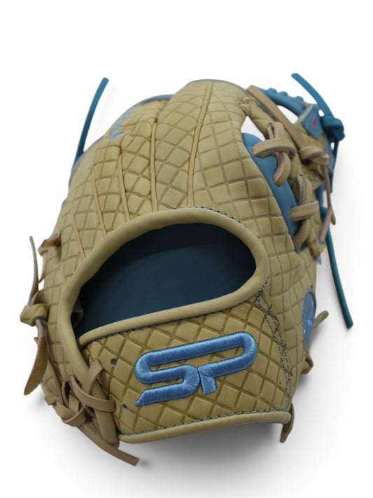 Blonde/Light Blue Ice Cream American Kip Leather I-Web Handcrafted Glove - 12.5”