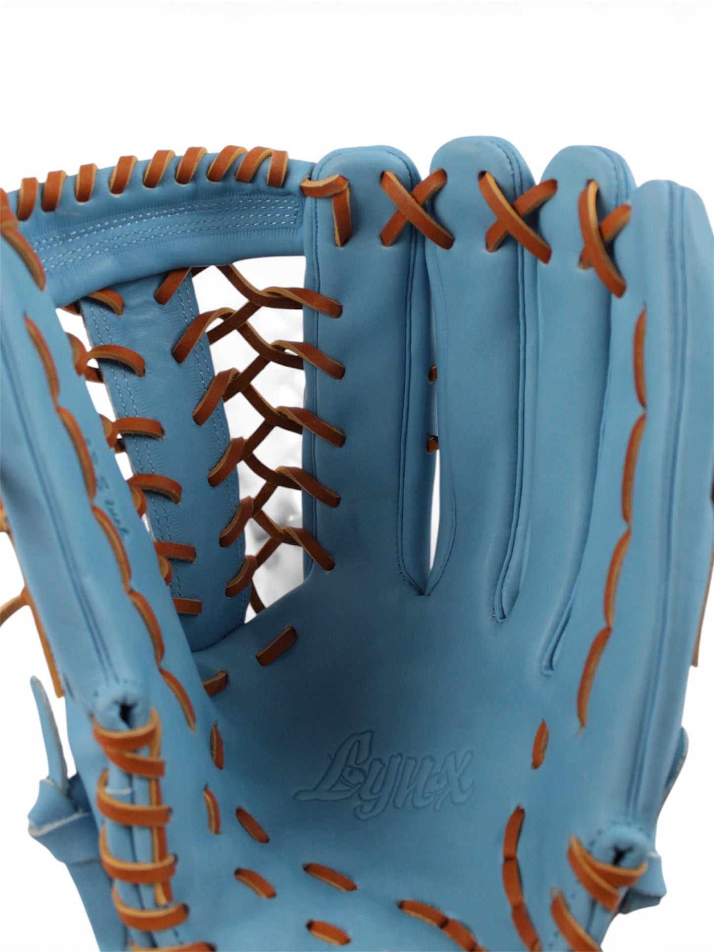 Light Blue/Tan Japanese Kip Leather T-Web Handcrafted Glove - 13.5”
