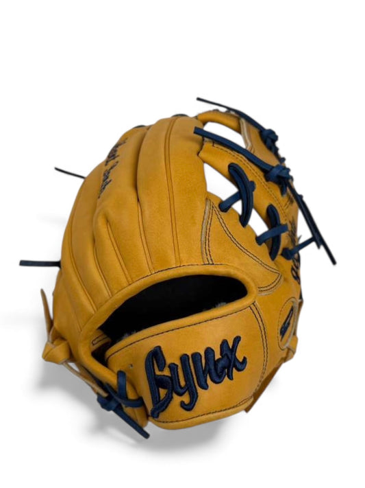 Tan/Navy Japanese Kip Leather I - Web Handcrafted Glove - 13"