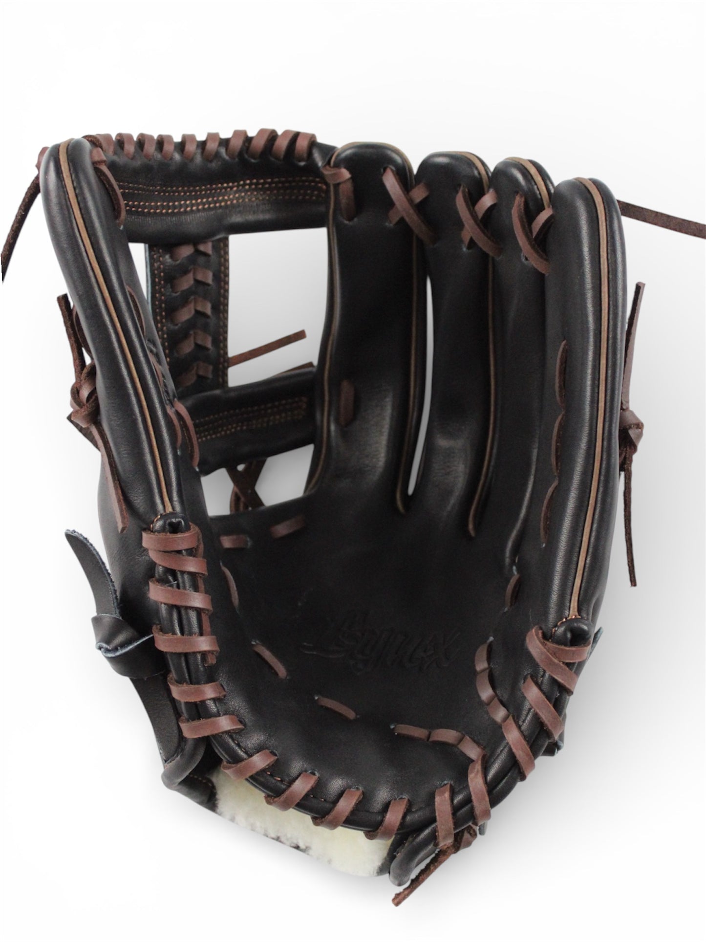 Black/Brown Japanese Kip Leather Laced I -Web Handcrafted Glove - 13”