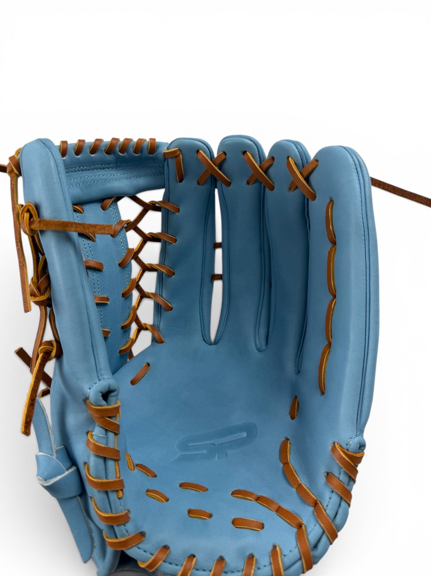 Light Blue/Tan Japanese Kip Leather T-Web Handcrafted Glove - 13.5”