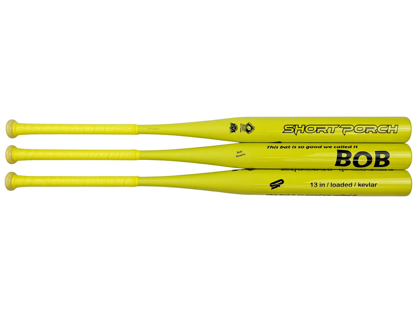 the BOB Senior Kevlar <Bob Downs signature bat> - OG Spin Tech One-piece 13-in. barrel .5 Load - Short Porch Senior Slow Pitch Softball Bat