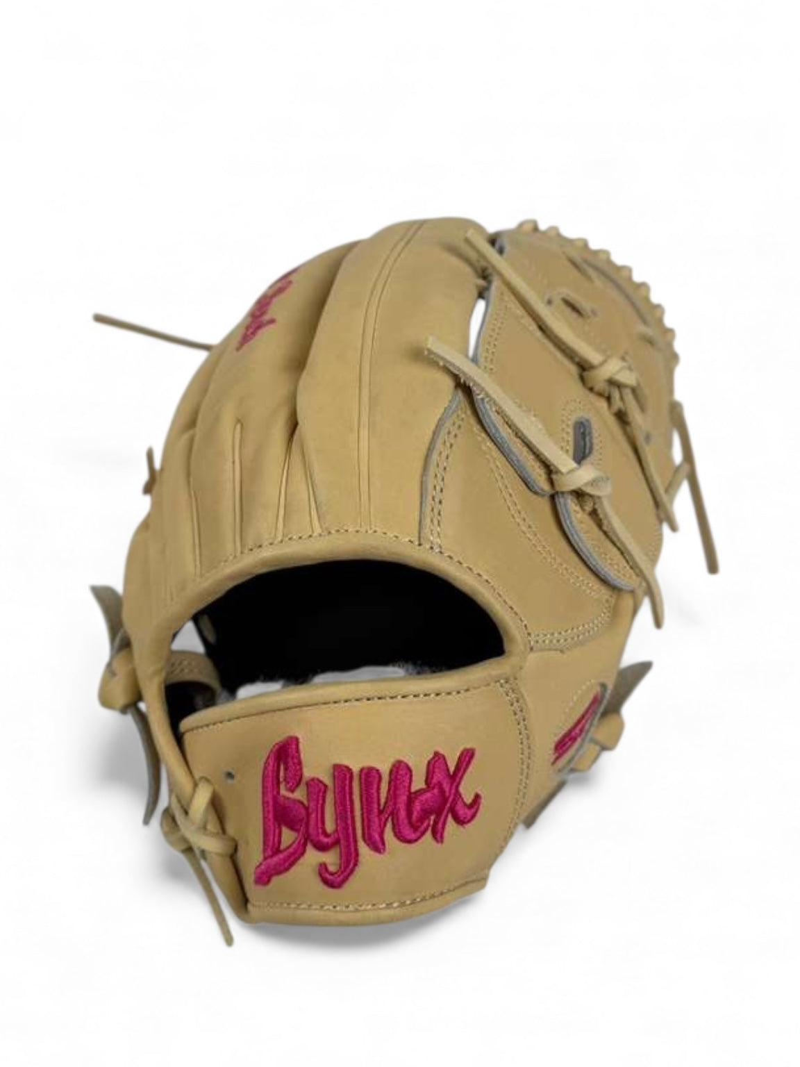 Blonde/Pink Japanese Kip Leather 2 - Piece Web Handcrafted Glove - 13.5”