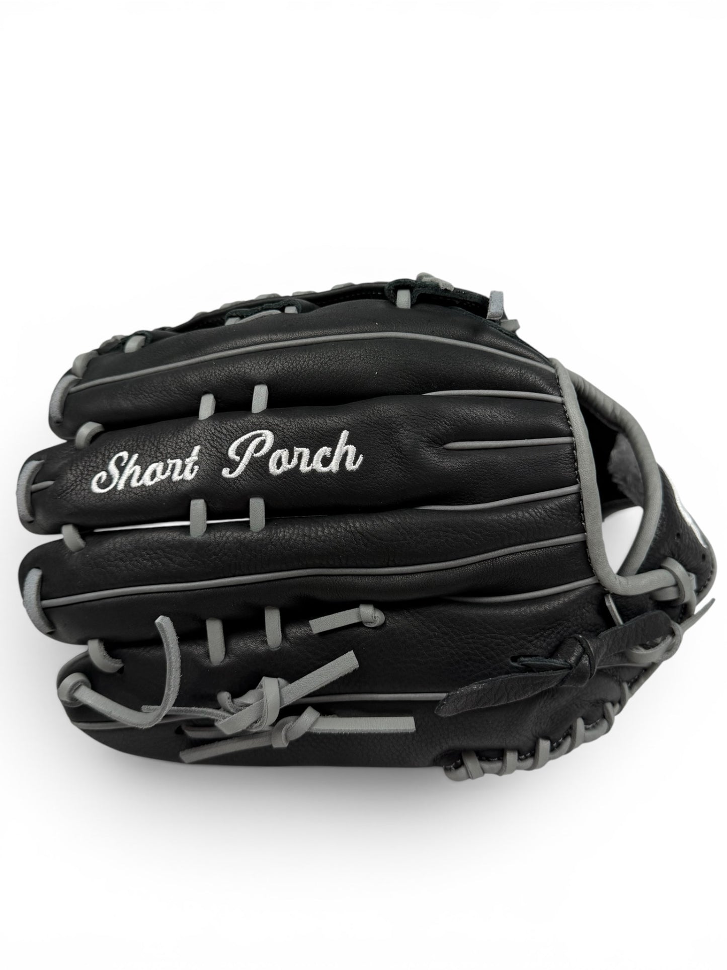 Black/Gray Cowhide Leather Laced H-Web Handcrafted Glove - 13.5"