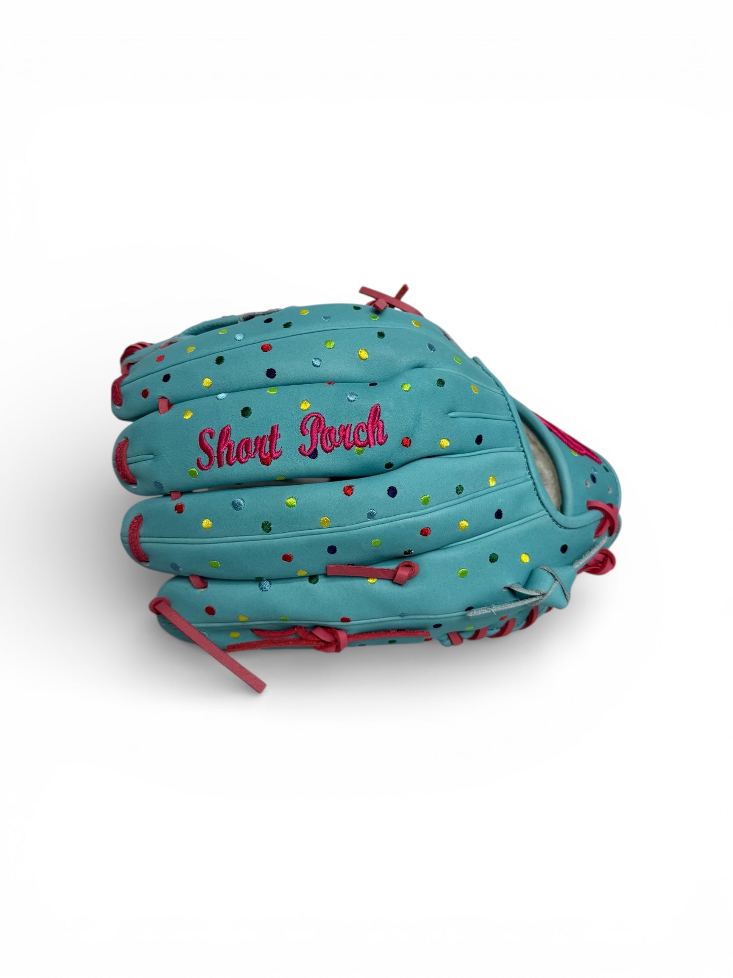 Polka Dot Japanese Kip Leather Laced H - Web Handcrafted Glove - 13"