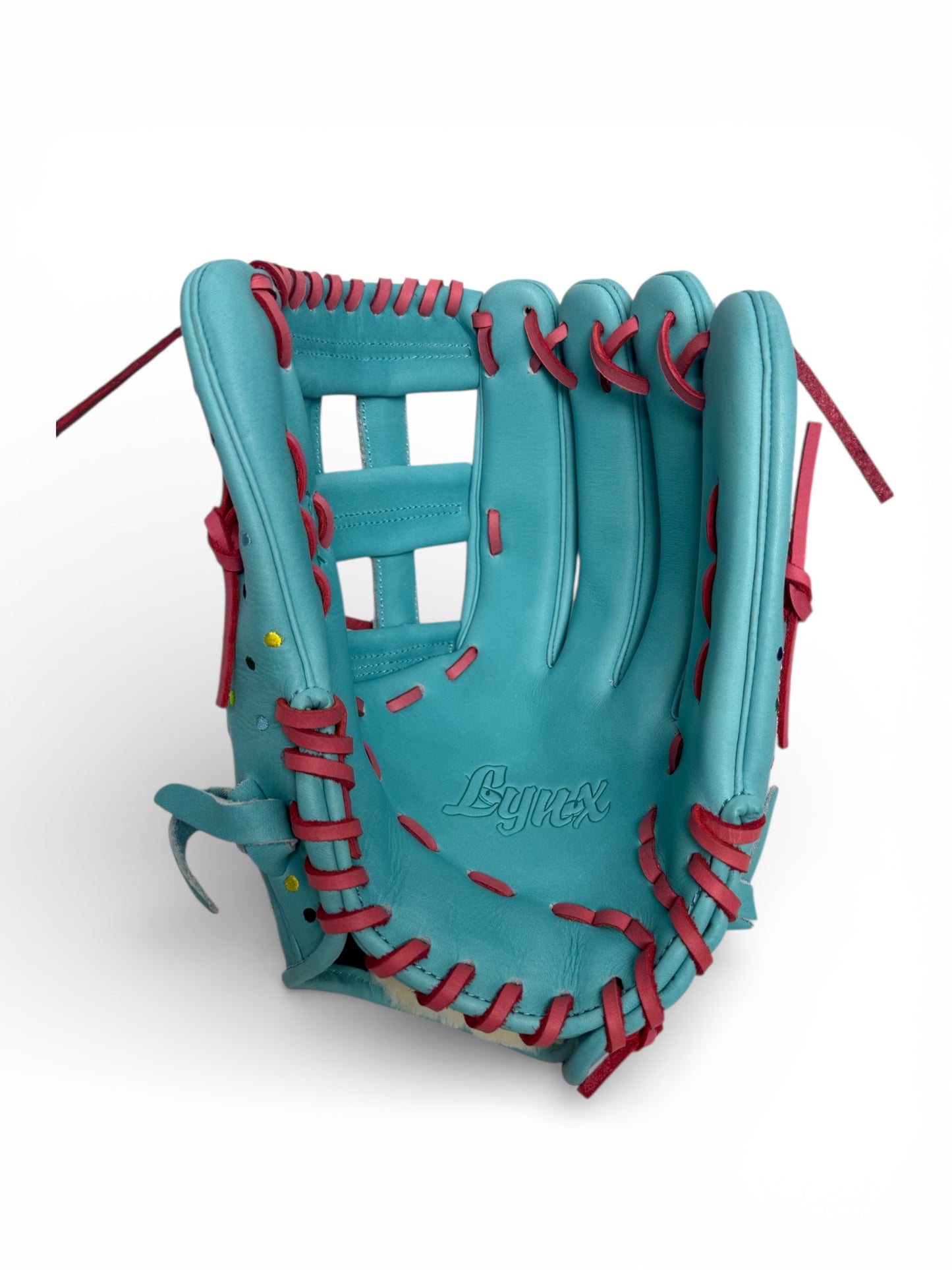 Polka Dot Japanese Kip Leather Laced H - Web Handcrafted Glove - 13"