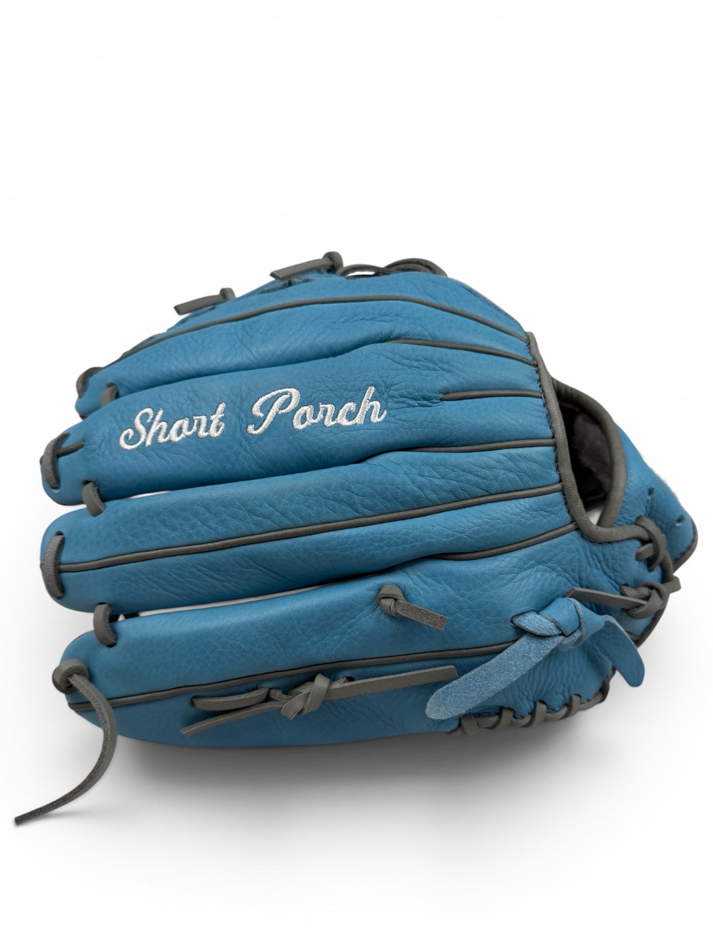 Baby Blue/Gray Cowhide Leather I-Web Handcrafted Glove - 13"