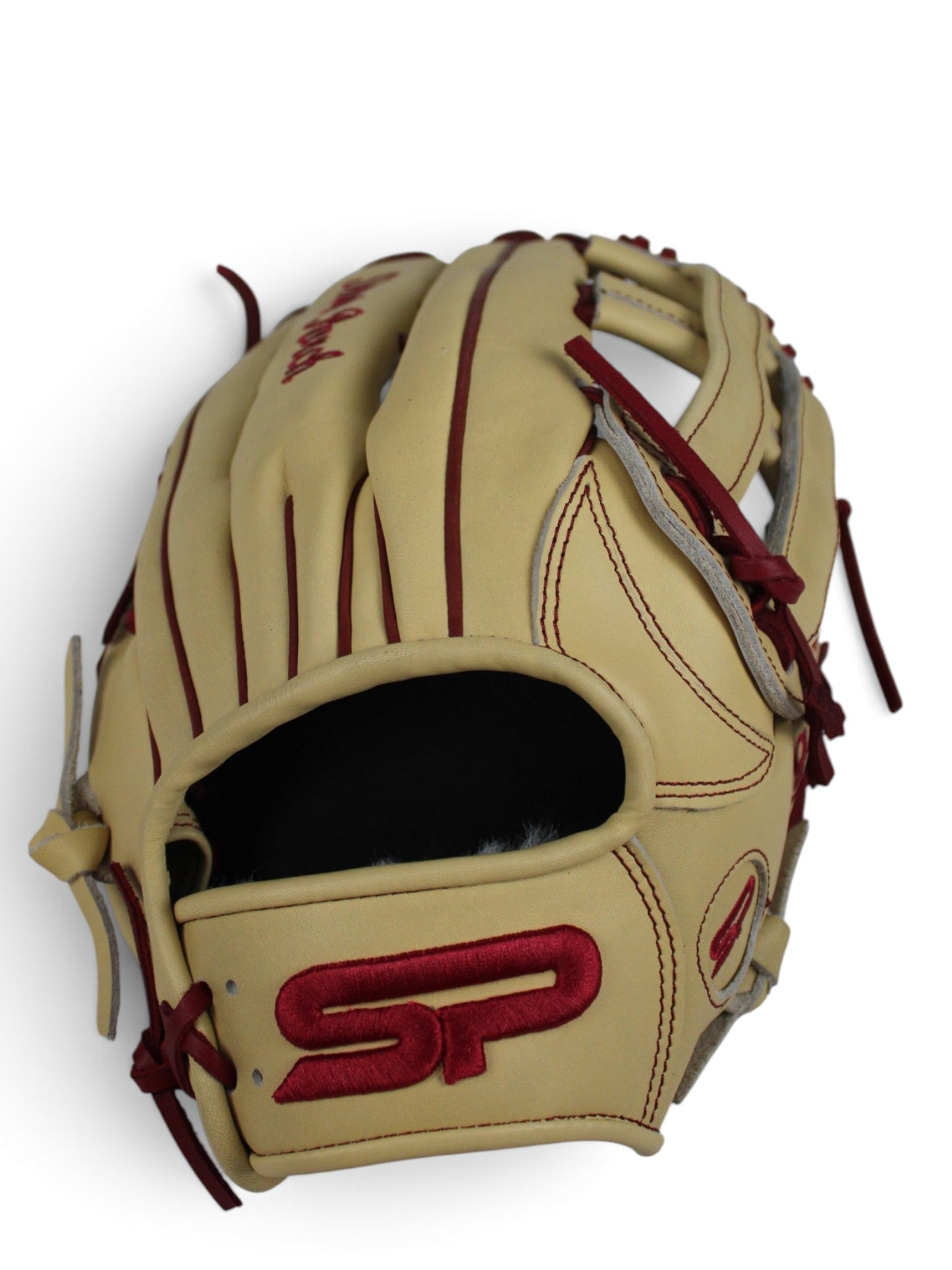 Blonde/Wine Japanese Kip Leather H-Web Handcrafted Glove - 13.5”
