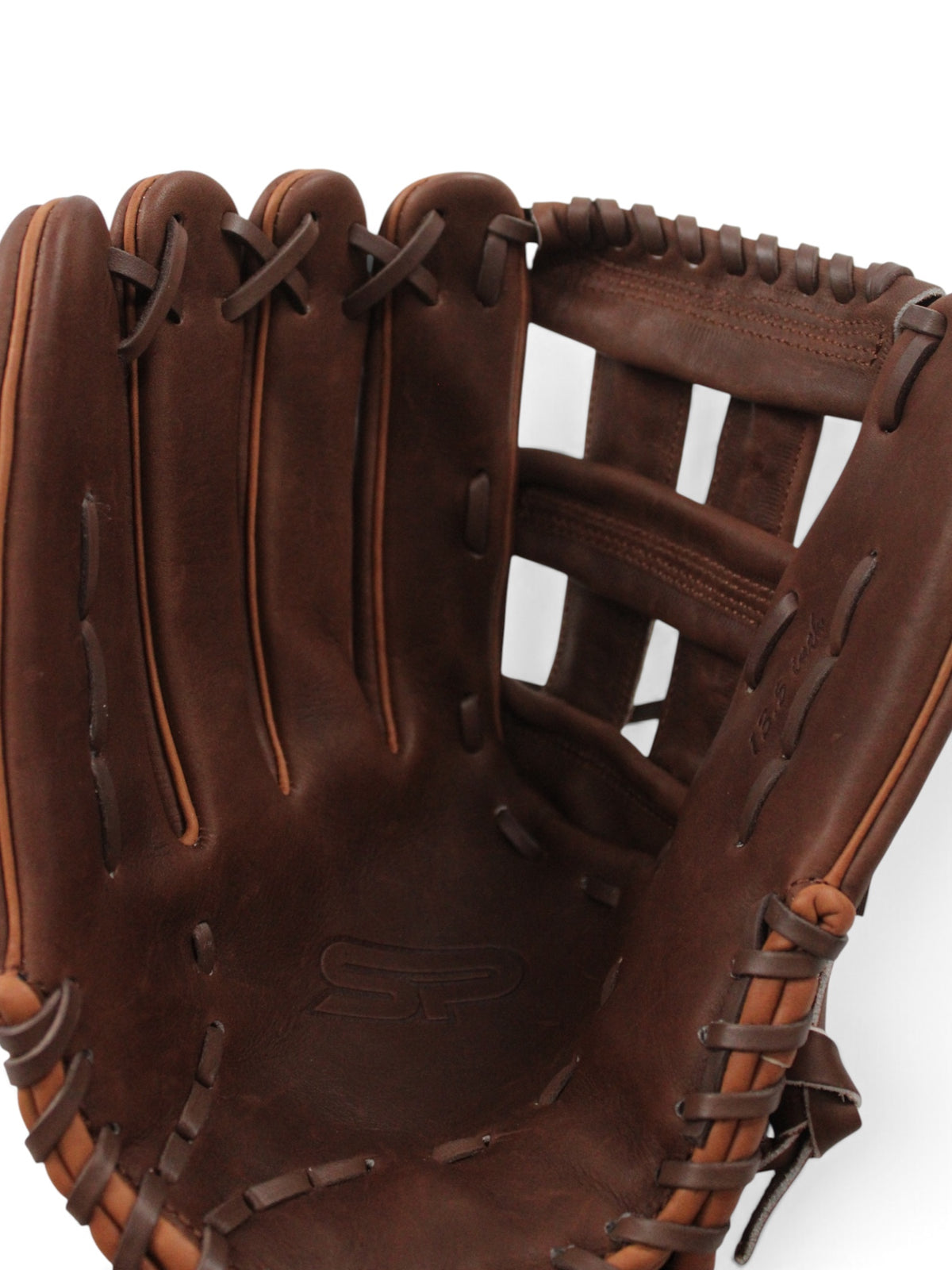 Brown American Kip Leather Laced H-Web Handcrafted Glove - 13.5”