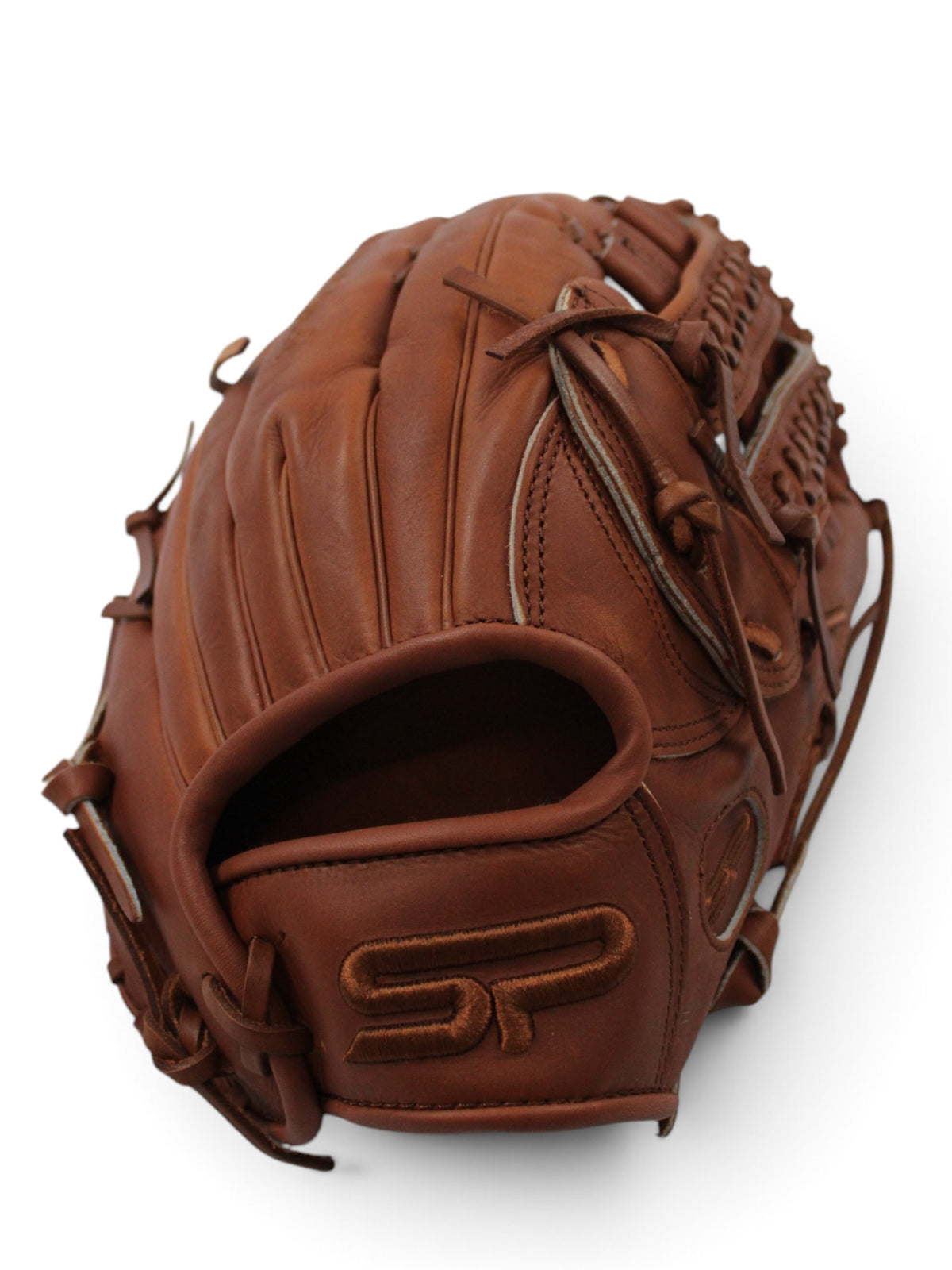 Oil Chestnut American Kip Leather Laced H-Web Handcrafted Glove - 13.5”