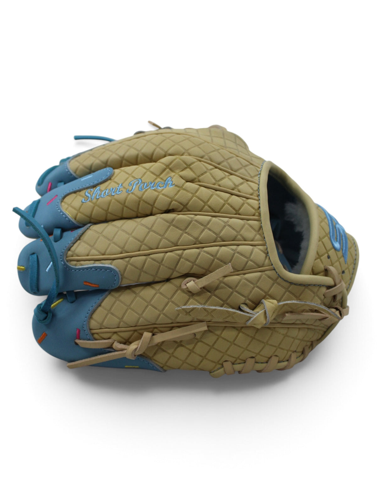 Blonde/Light Blue Ice Cream American Kip Leather I-Web Handcrafted Glove - 12.5”