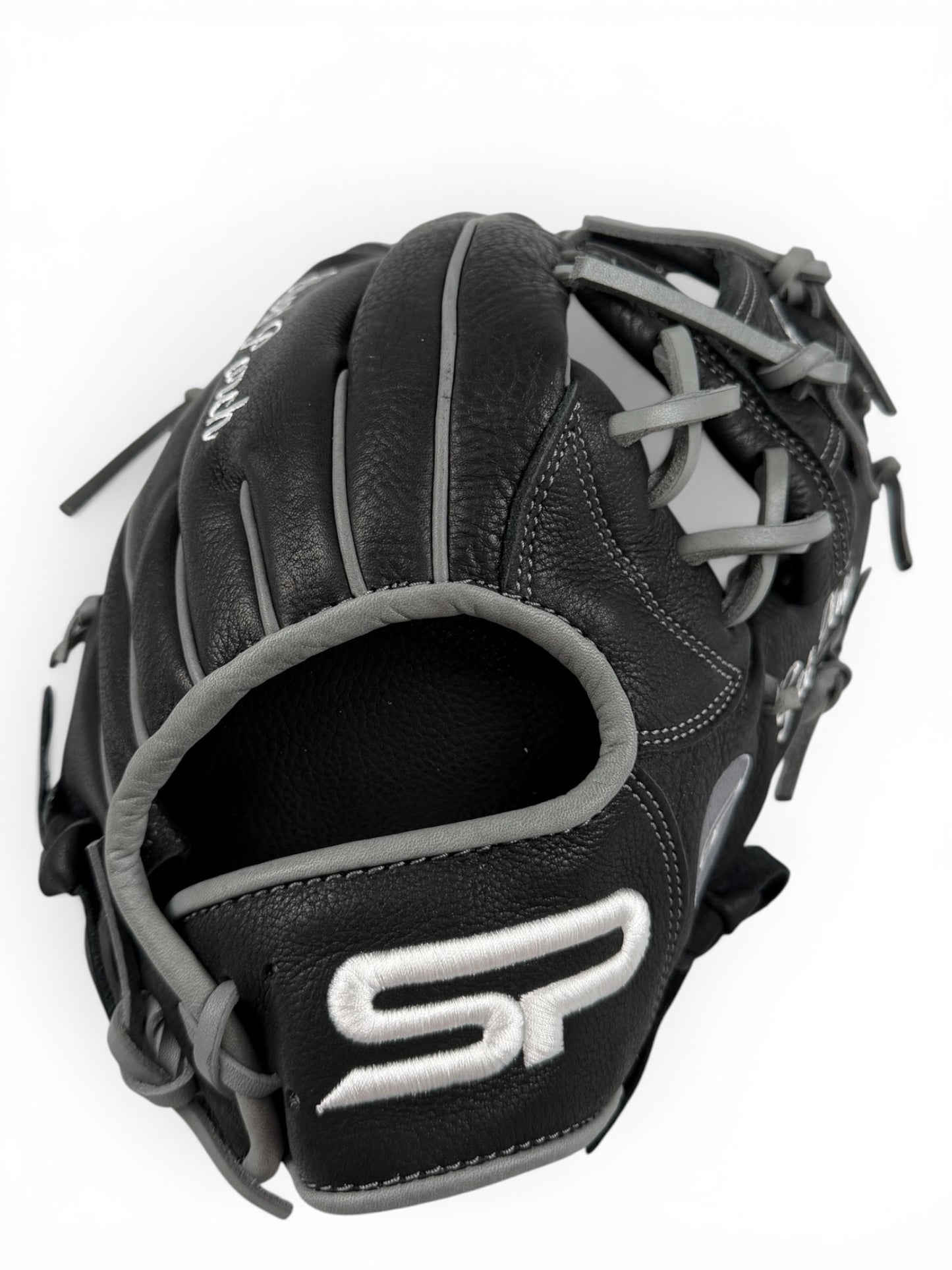 Black/Gray Cowhide Leather I-Web Handcrafted Glove - 13"