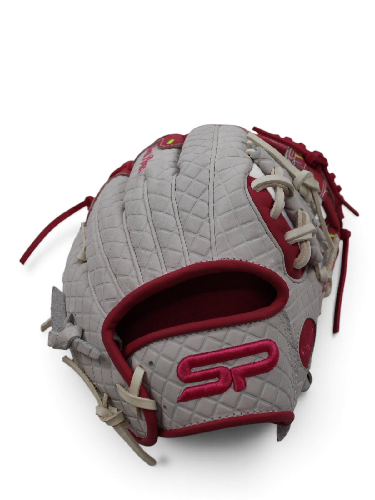 White/Pink Ice Cream American Kip Leather I-Web Handcrafted Glove - 12.25”