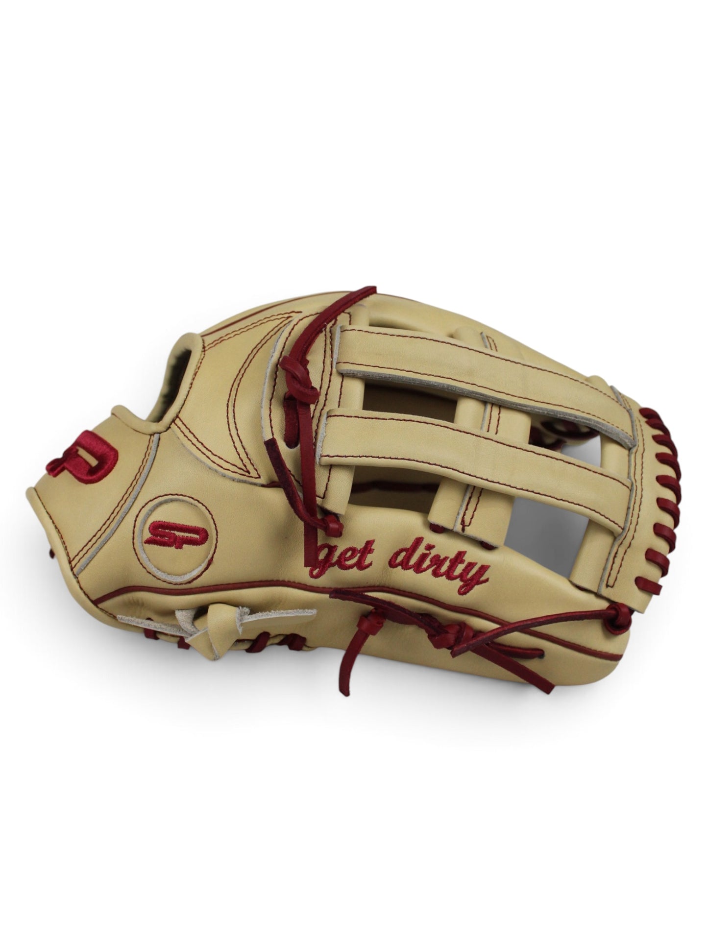 Blonde/Wine Japanese Kip Leather H-Web Handcrafted Glove - 13.5”