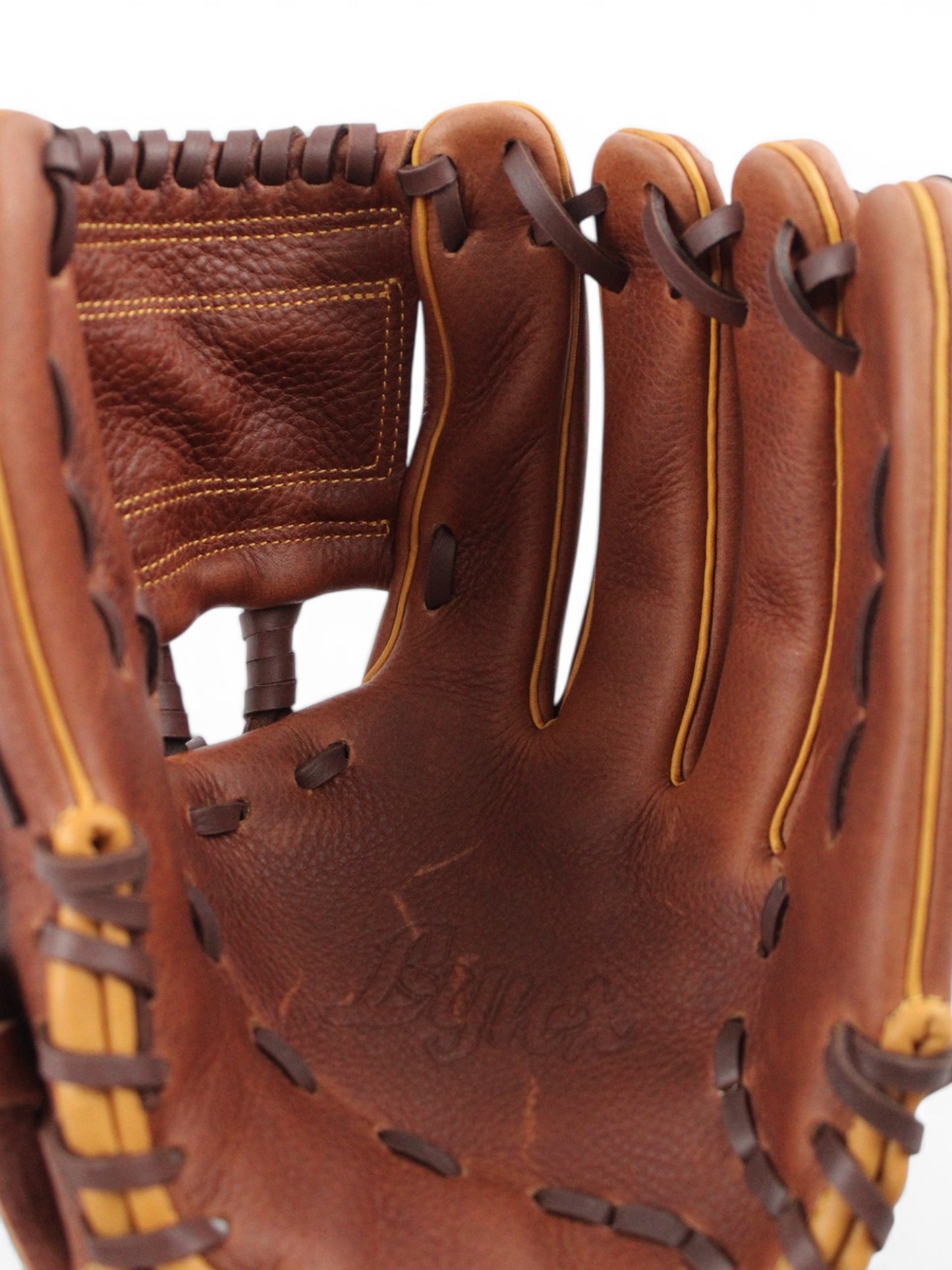 Oil Brown Japanese Kip Leather 1 - Piece Web Handcrafted Glove - 12.5”