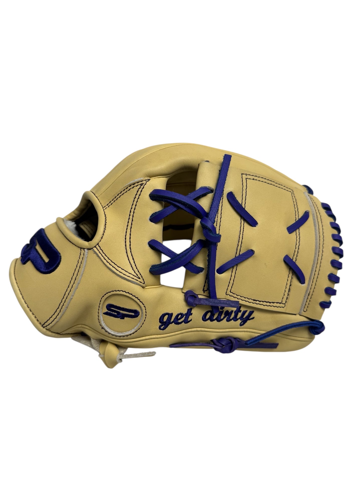 Blonde/Purple Kip Leather 1 Piece - Web Handcrafted Glove - 13”