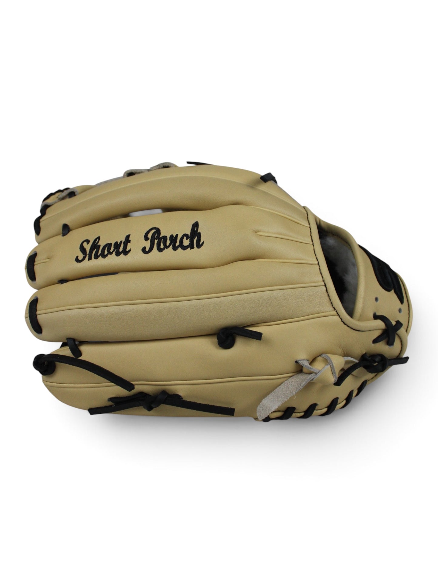 Blonde/Black Japanese Kip Leather Laced Cross Web Handcrafted Glove - 13”