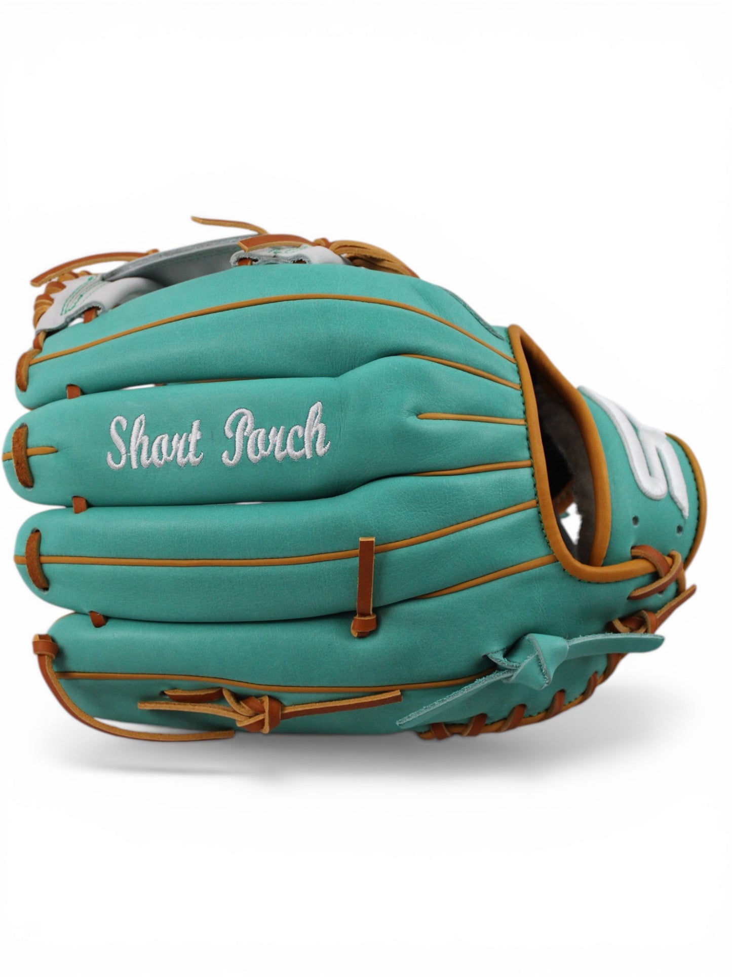 Mint/Tan Japanese Kip Leather Laced I - Web Handcrafted Glove - 13”