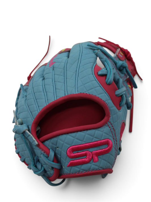 Light Blue/Pink Ice Cream American Kip Leather I-Web Handcrafted Glove - 12”
