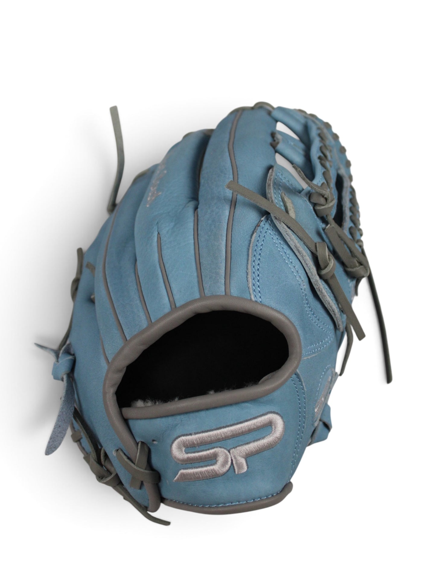 Light Blue/Gray Cowhide Leather Laced H-Web Handcrafted Glove - 13" & 13.5"