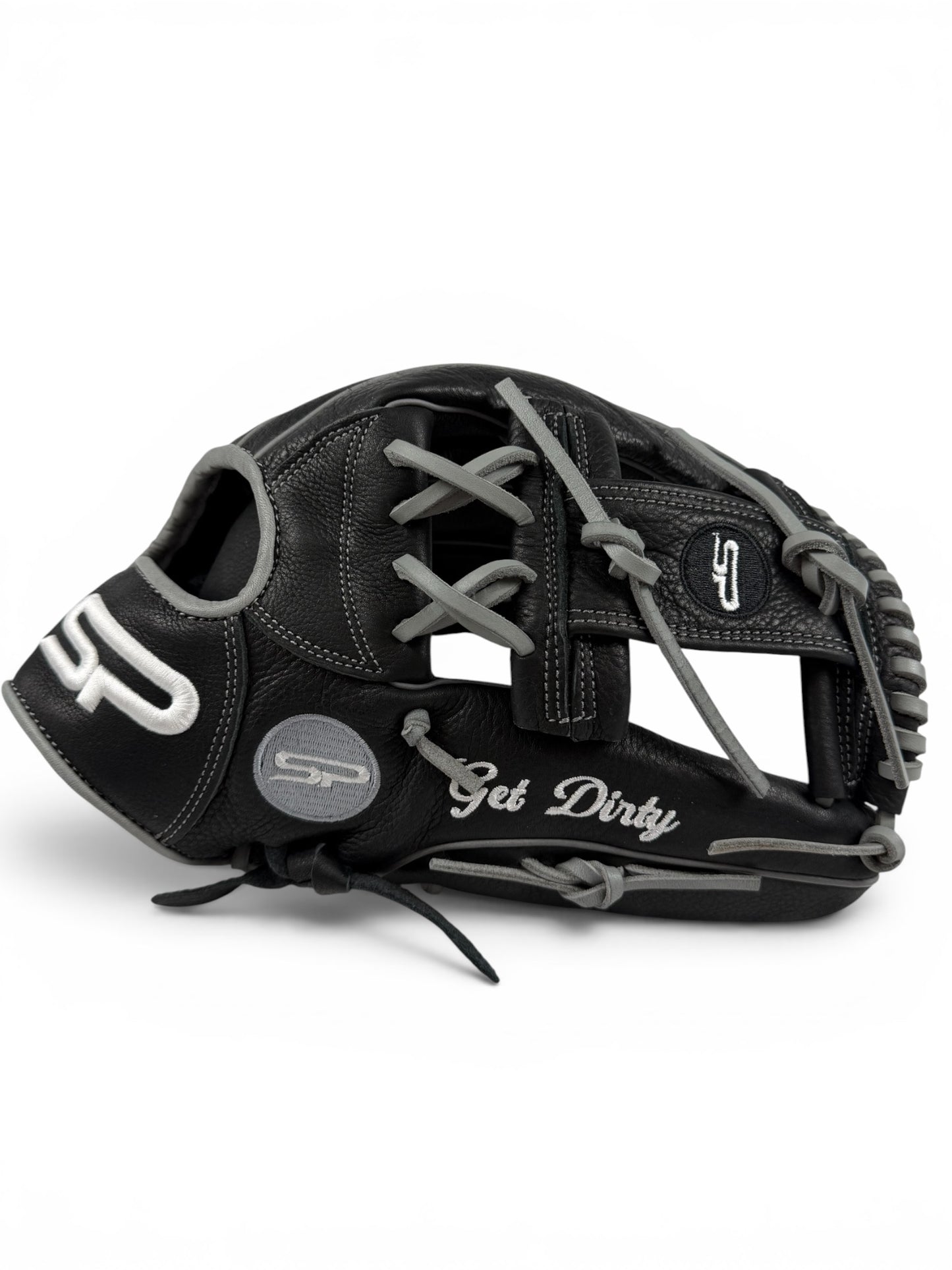 Black/Gray Cowhide Leather I-Web Handcrafted Glove - 13"