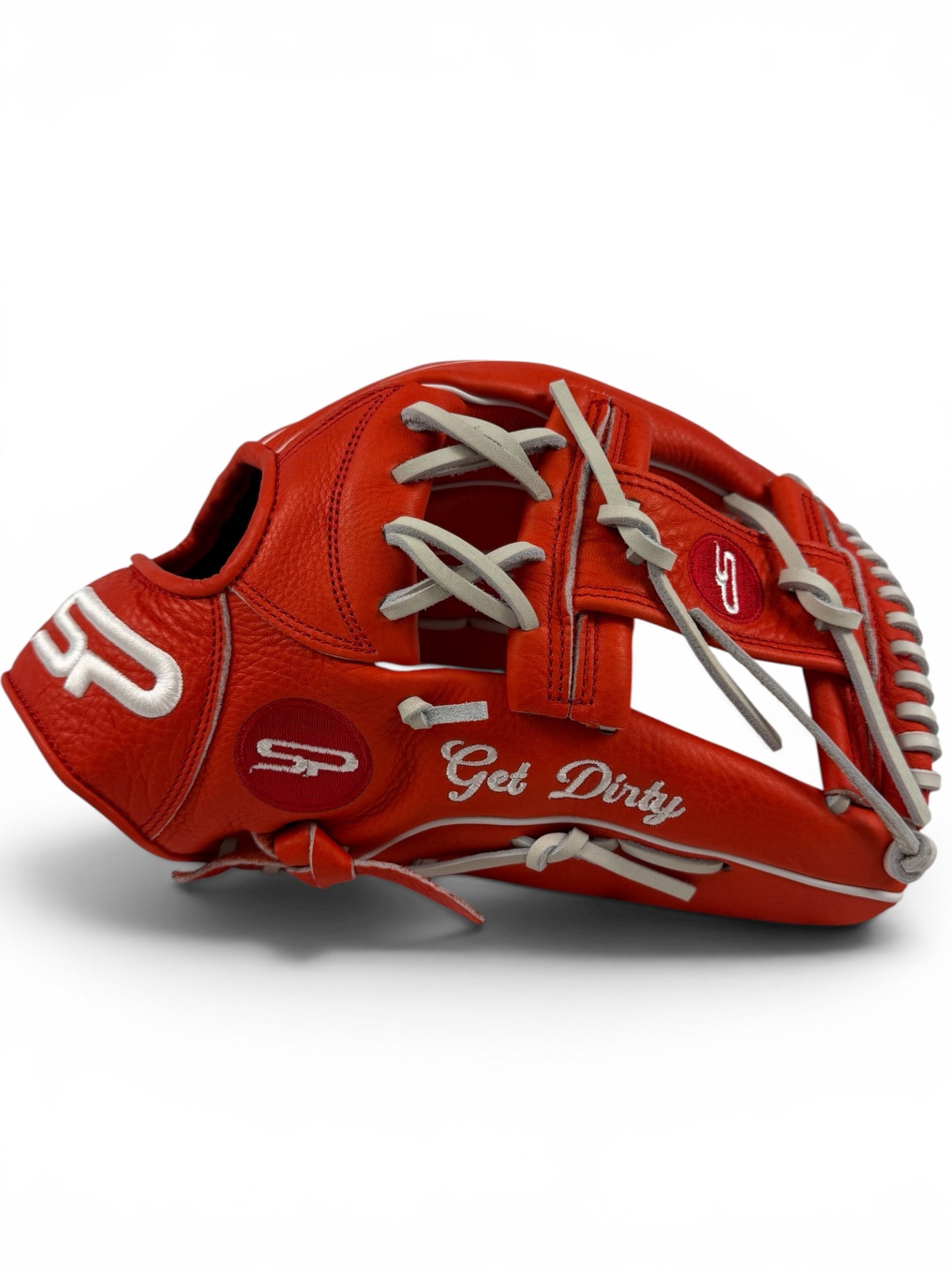 Red/White Cowhide Leather I-Web Handcrafted Glove - 13"