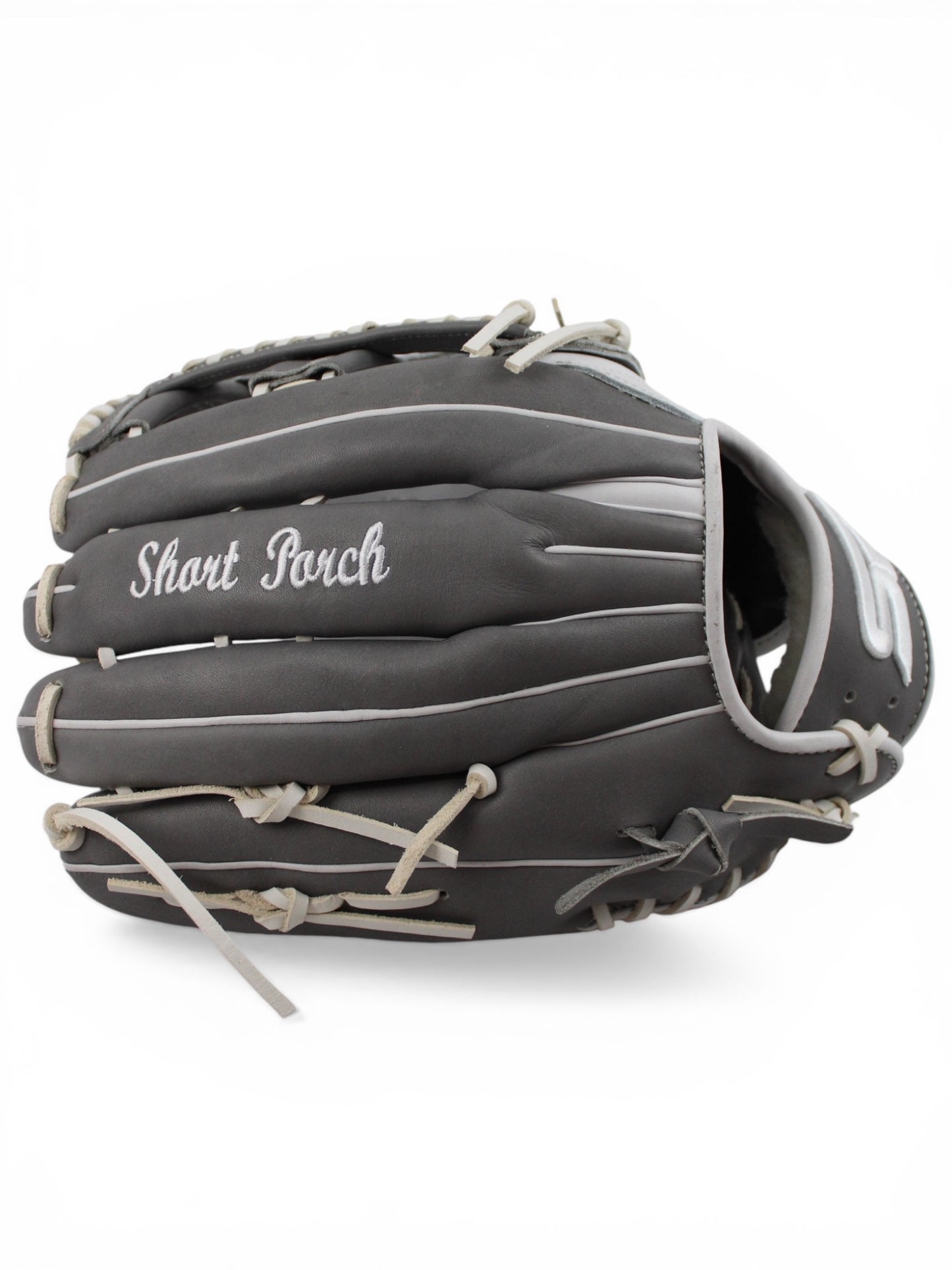 Grey/White Japanese Kip Leather Laced H-Web Handcrafted Glove - 13.5”