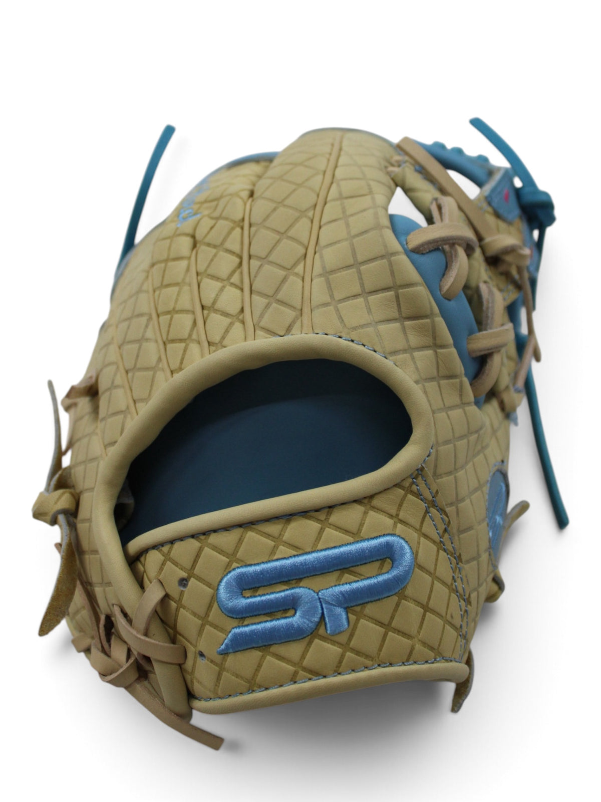Blonde/Light Blue Ice Cream American Kip Leather I-Web Handcrafted Glove - 12.5”