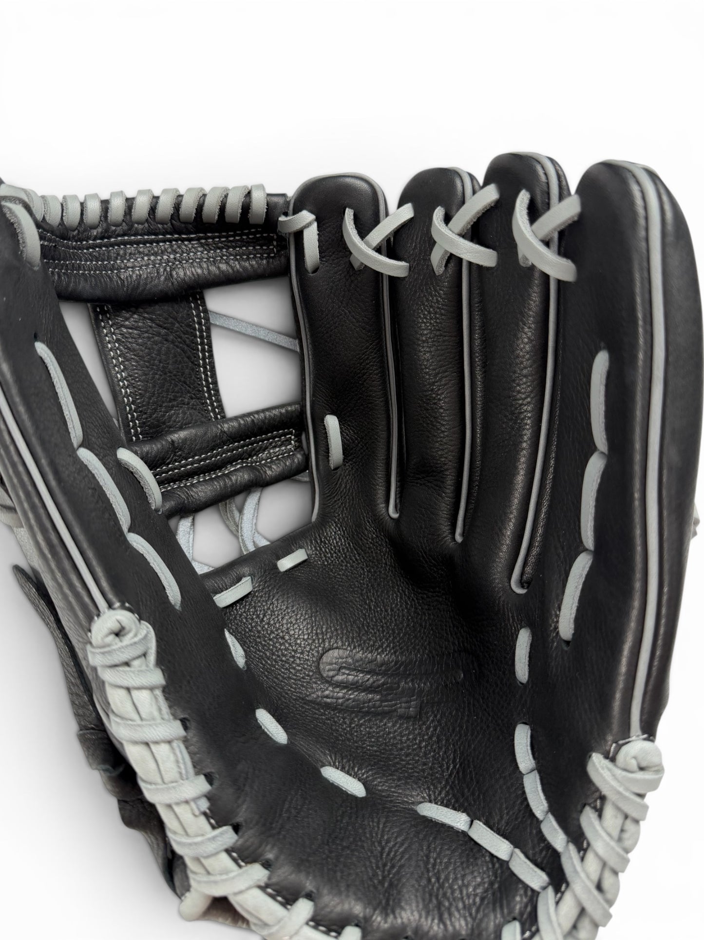 Black/Gray Cowhide Leather I-Web Handcrafted Glove - 13"