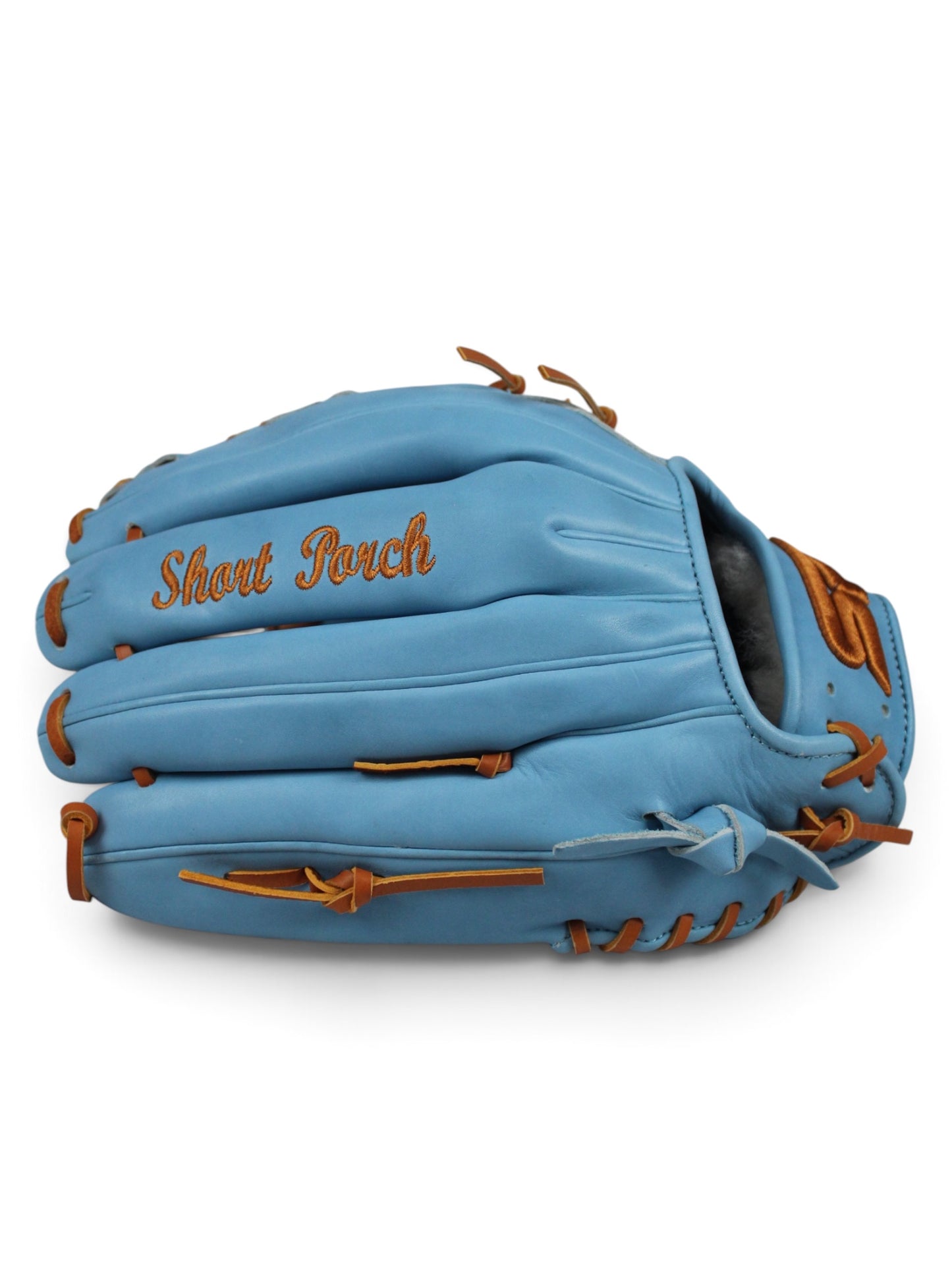 Light Blue/Tan Japanese Kip Leather Laced H-Web Handcrafted Glove - 13”