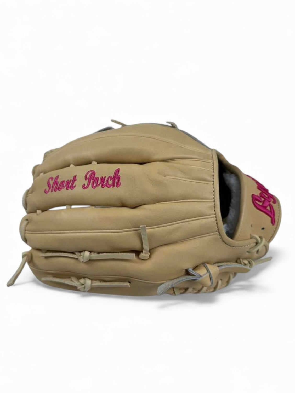 Blonde/Pink Japanese Kip Leather 2 - Piece Web Handcrafted Glove - 13.5”