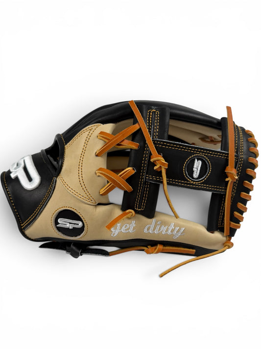 Black/Blonde Japanese Kip Leather I -Web Handcrafted Glove - 13”