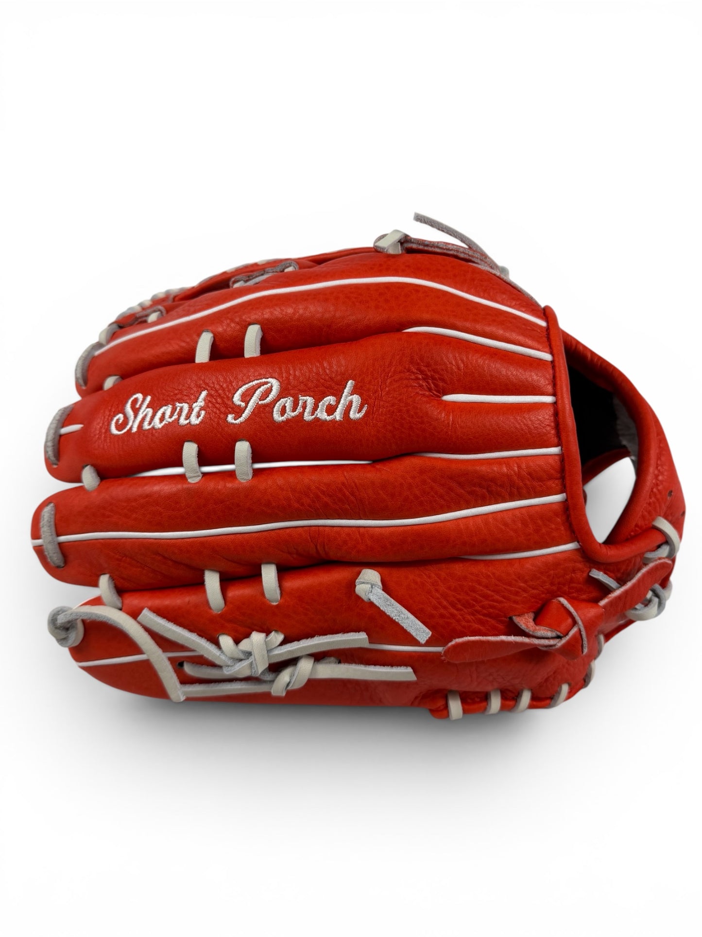 Red/White Cowhide Leather Laced H-Web Handcrafted Glove - 13.5"
