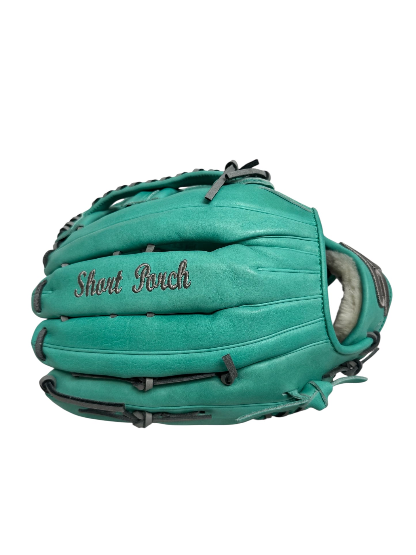 Mint/Grey Kip Leather Laced H-Web Handcrafted Glove - 13.5”