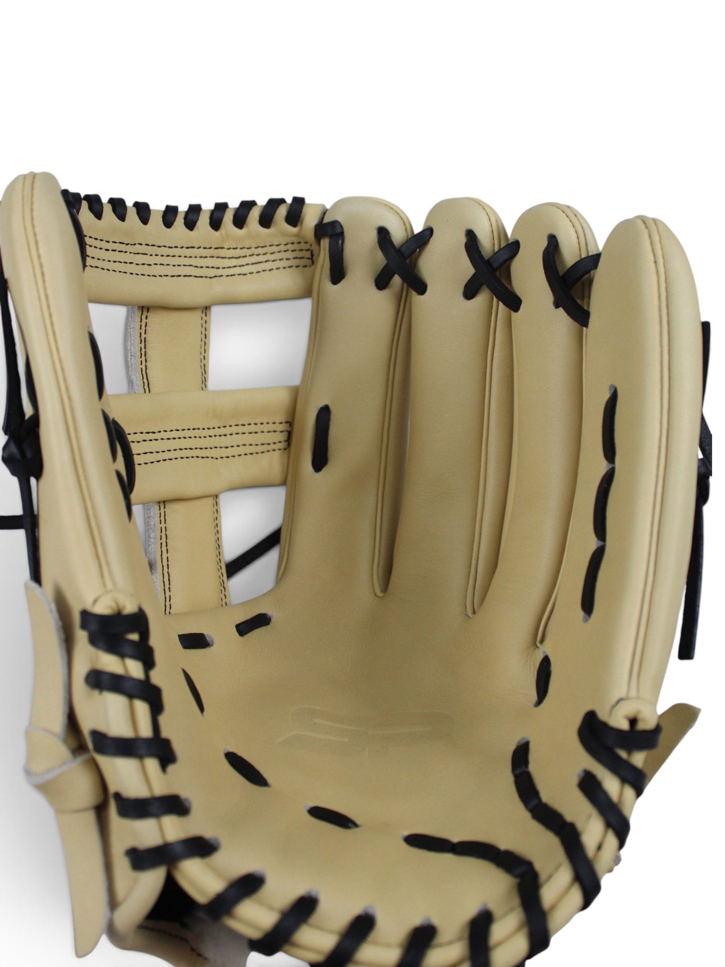 Blonde/Black Japanese Kip Leather Laced Cross Web Handcrafted Glove - 13”