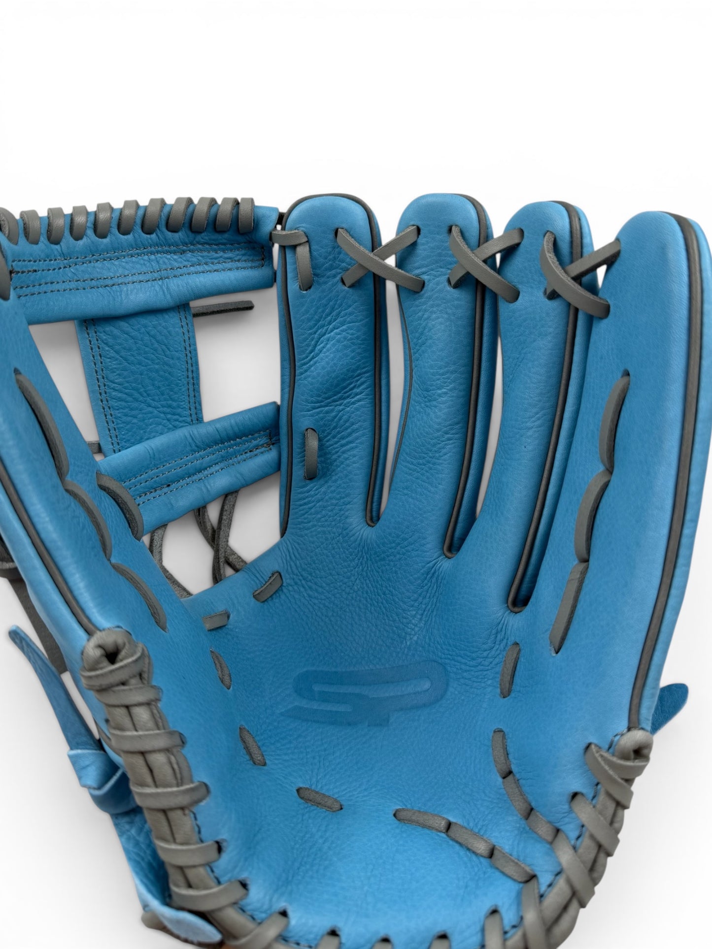 Baby Blue/Gray Cowhide Leather I-Web Handcrafted Glove - 13"