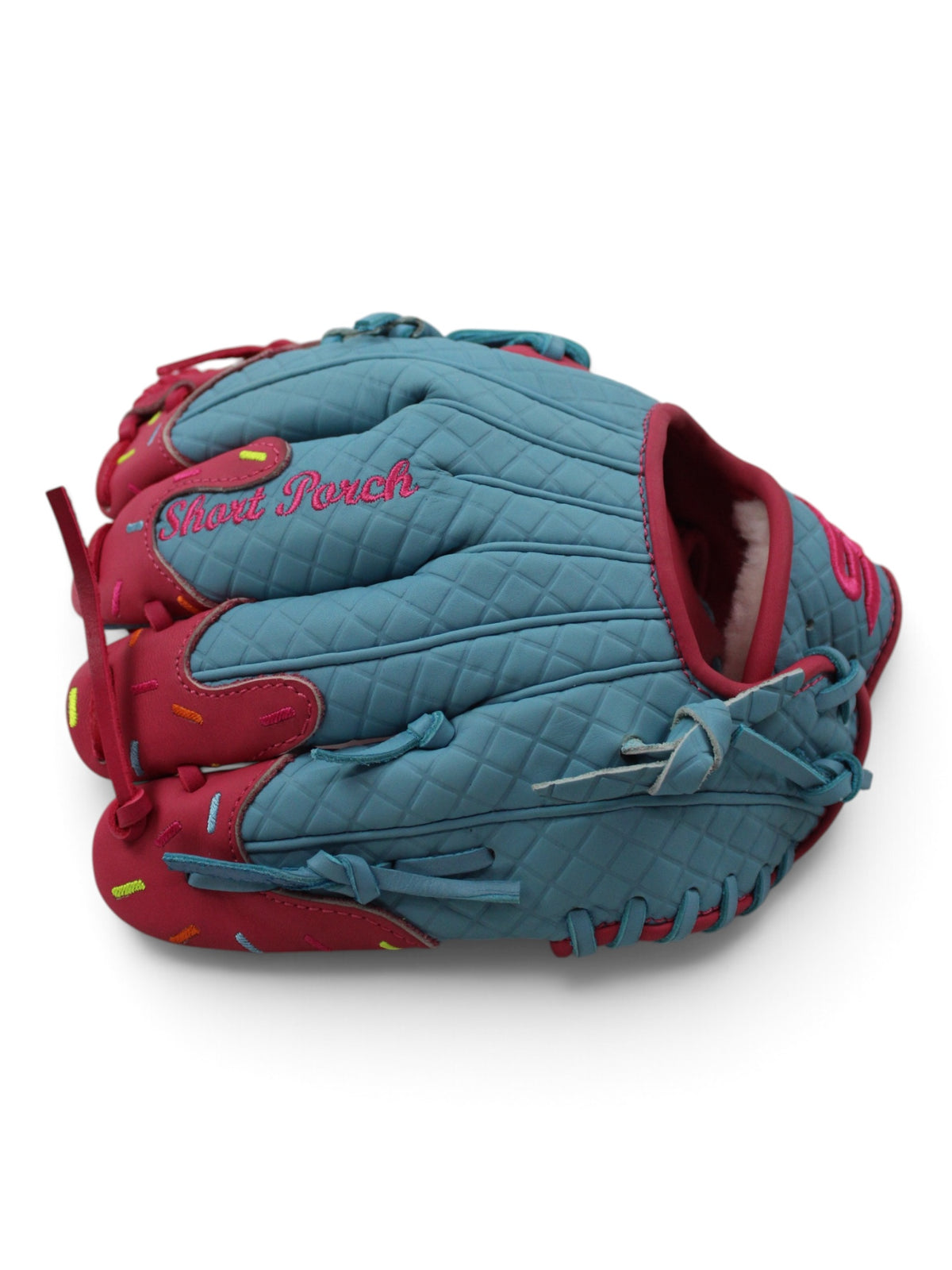 Light Blue/Pink Ice Cream American Kip Leather I-Web Handcrafted Glove - 12”