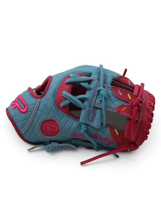 Light Blue/Pink Ice Cream American Kip Leather I-Web Handcrafted Glove - 12”