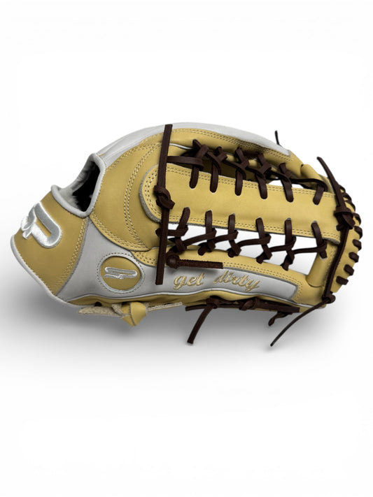 Blonde/White Kip Leather T-Web Handcrafted Glove - 13.5”