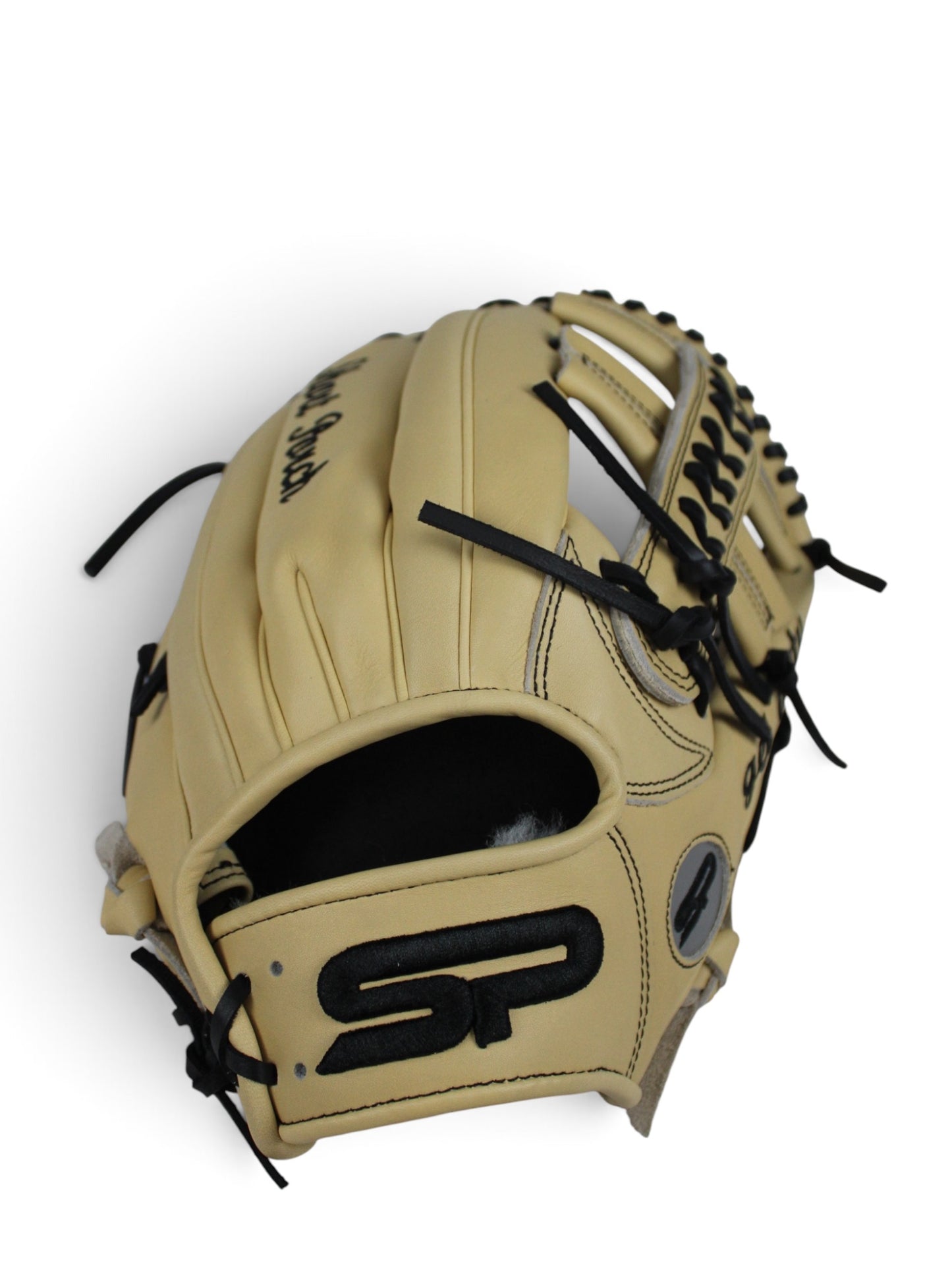 Blonde/Black Japanese Kip Leather Laced Cross Web Handcrafted Glove - 13”