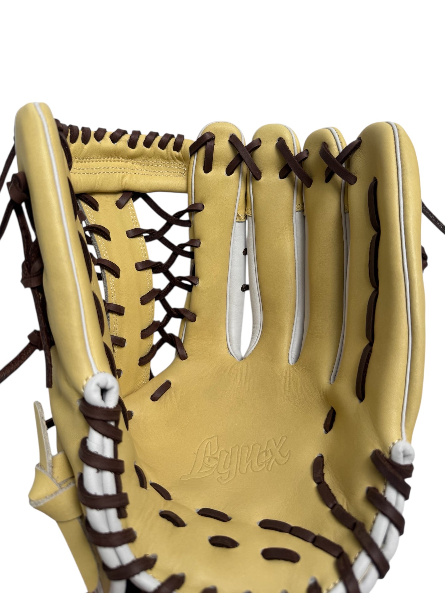 Blonde/White Kip Leather T-Web Handcrafted Glove - 13.5”