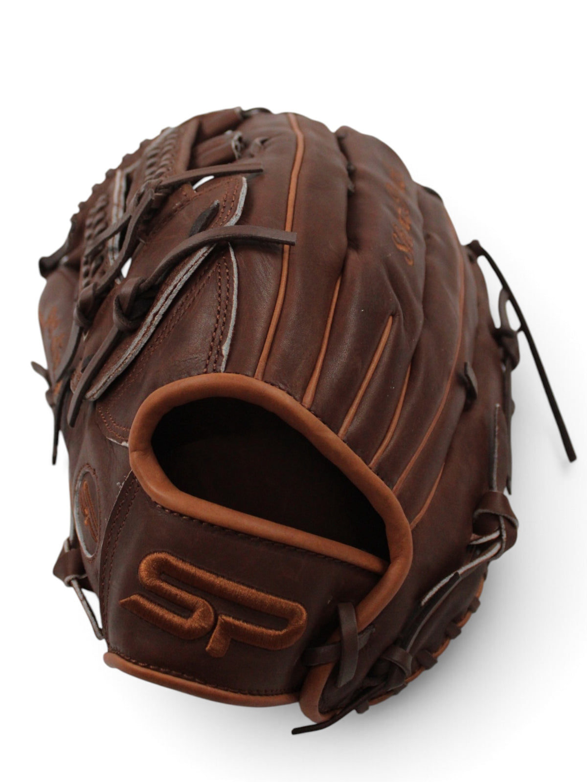 Brown American Kip Leather Laced H-Web Handcrafted Glove - 13.5”