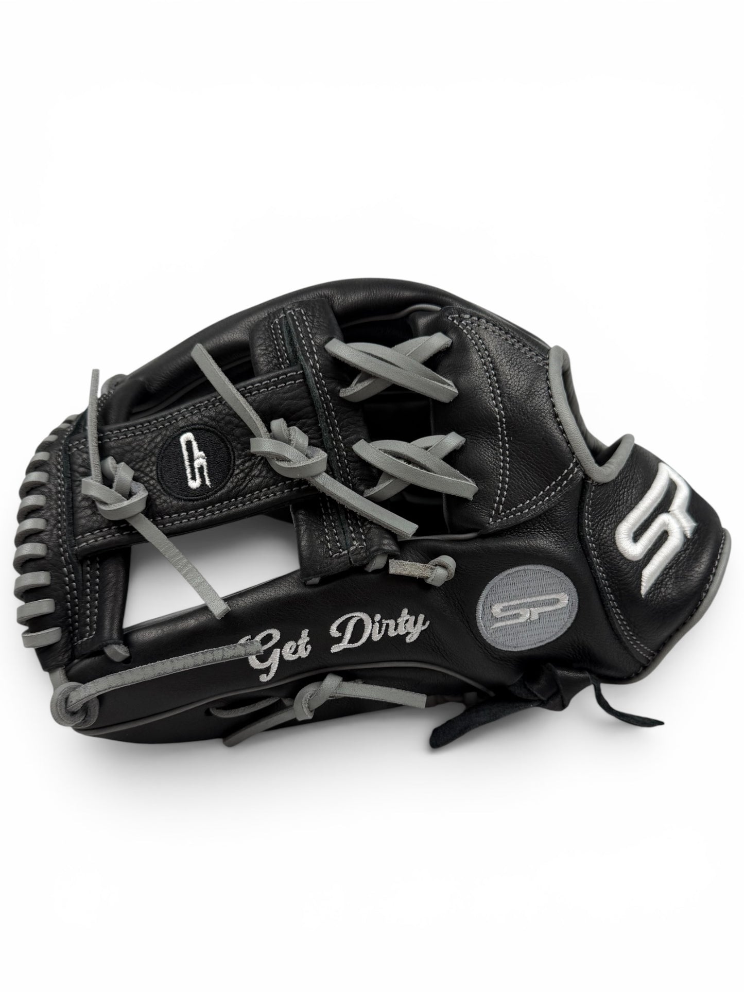 Black/Gray Cowhide Leather I-Web Handcrafted Glove - 13"