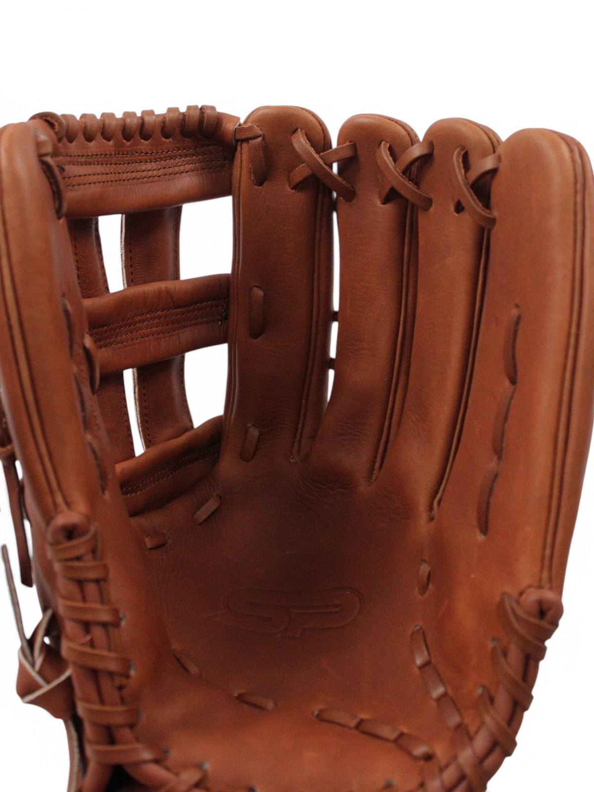 Oil Chestnut American Kip Leather Laced H-Web Handcrafted Glove - 13.5”