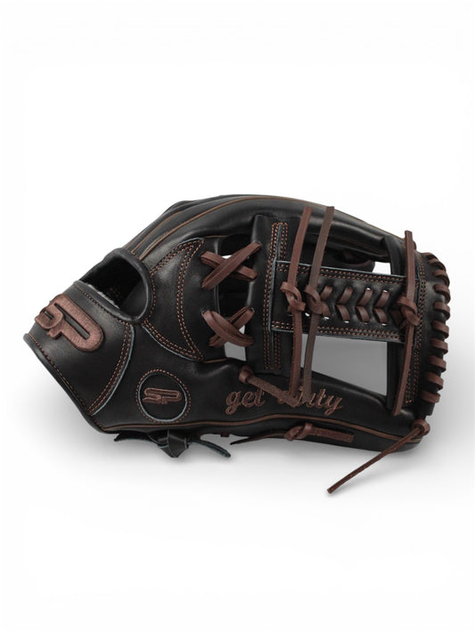 Black/Brown Japanese Kip Leather Laced I -Web Handcrafted Glove - 13”